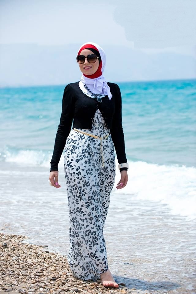 صور بنات محجبات على البحر 2022 ملابس البحر للمحجبات نجوم سورية